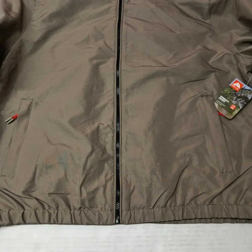 NWT Ozark Trail Windbreaker Jacket Men's XL‎ Taupe Falls Zip Pockets Hooded